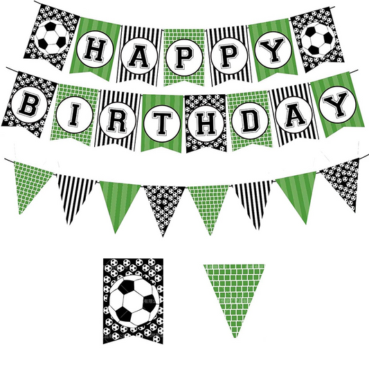 Soccer Theme Birthday Decorating Set | Banner Pennant Balloons Cake Toppers