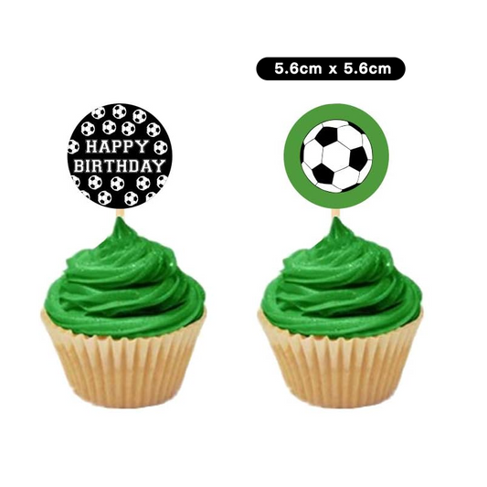 Soccer Theme Birthday Cupcake Toppers 24 Pack