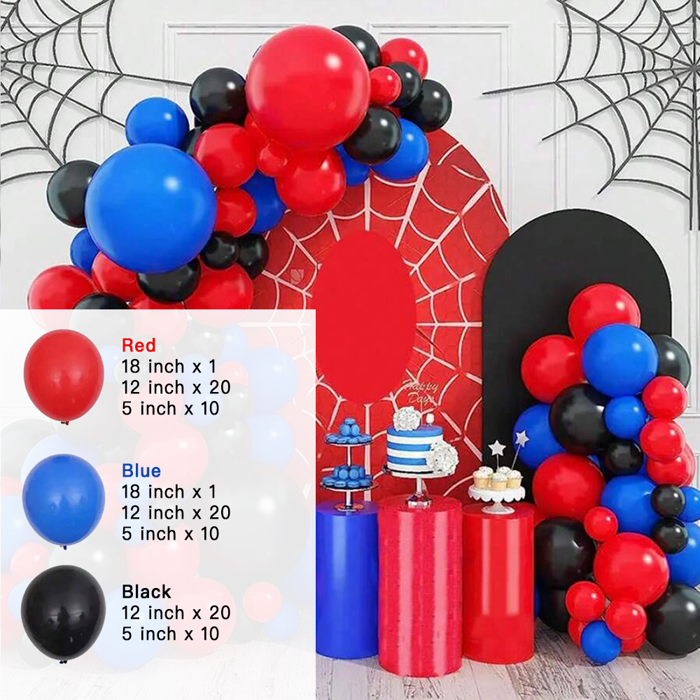 Red Blue Black Balloon Garland Arch Kit | Suitable for Superhero Themed Party