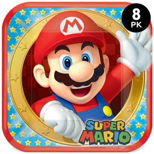 Super Mario Brothers 23cm 9 inch Square Paper Plates 8PK
