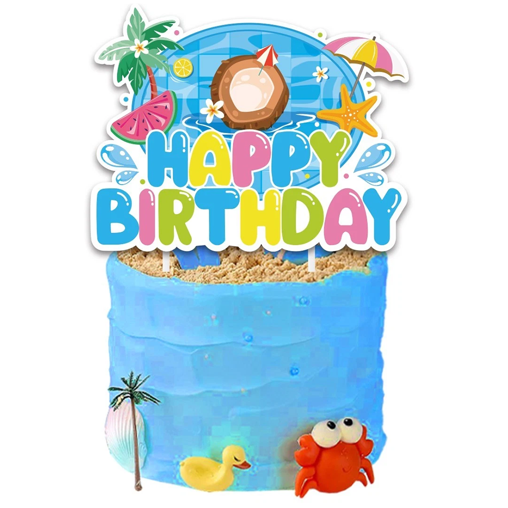 Swimming Pool Summer Theme Birthday Cake Topper