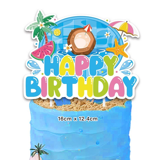 Swimming Pool Summer Theme Birthday Cake Topper