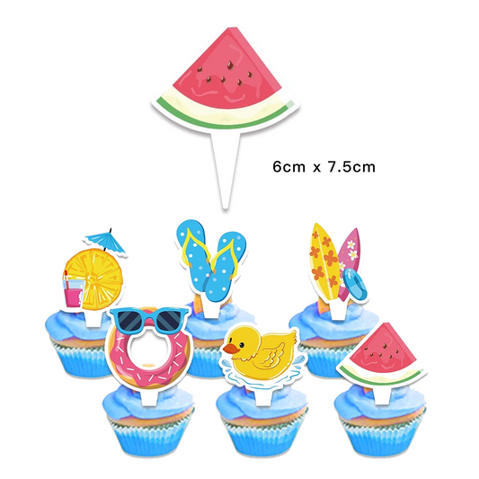 Swimming Pool Summer Theme Cupcake Toppers 12 Pack