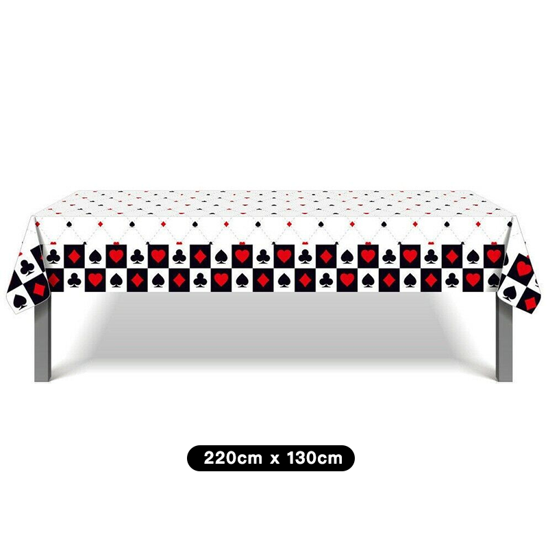 Poker Theme Tablecloth Table Cover Plastic 220cm x 130cm