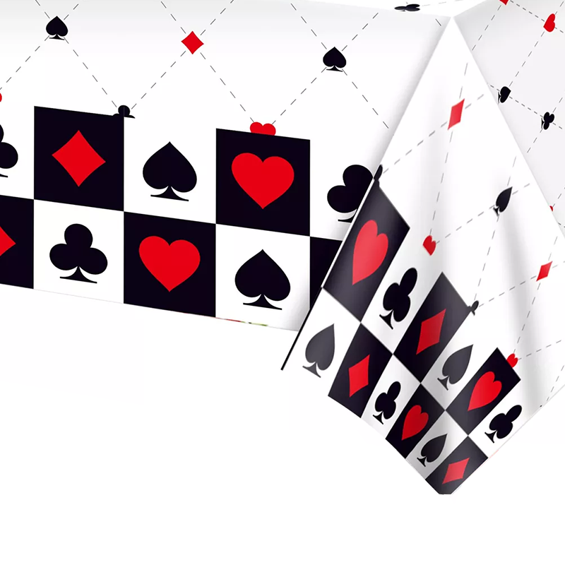 Poker Theme Tablecloth Table Cover Plastic 220cm x 130cm