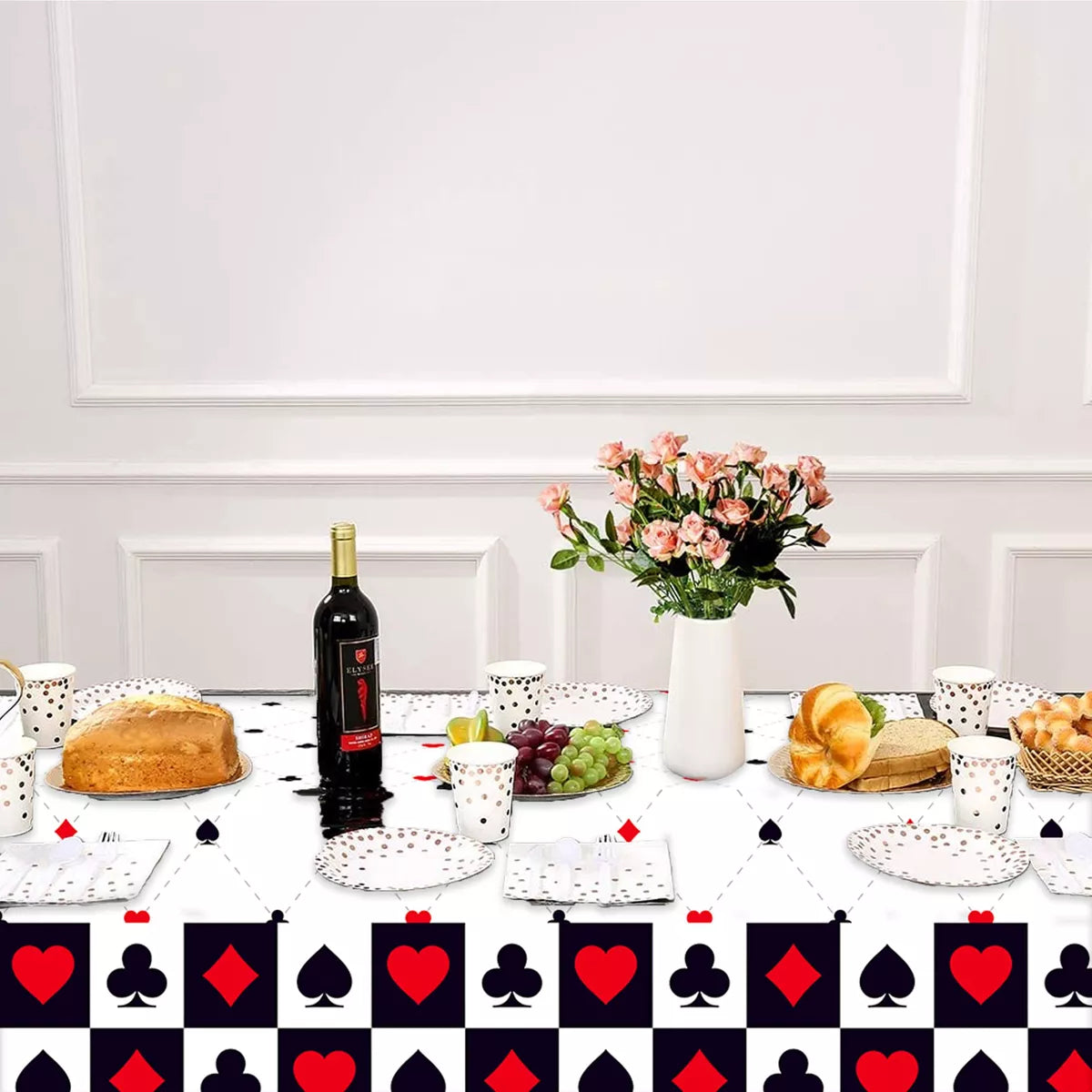 Poker Theme Tablecloth Table Cover Plastic 220cm x 130cm