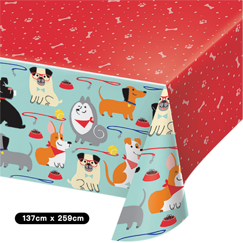 Pet Dog Birthday Party Table Cover Tablecloth Plastic 137cmx259cm