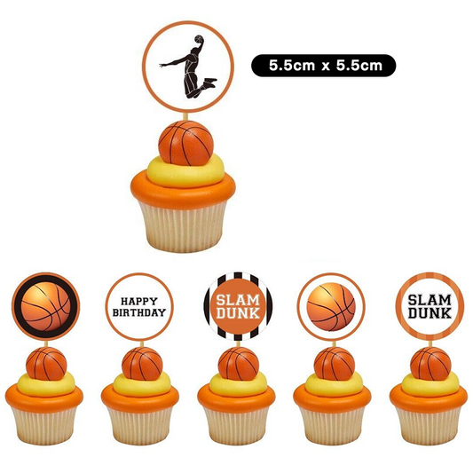 Basketball Slum Dunk Cupcake Toppers 24 Pack