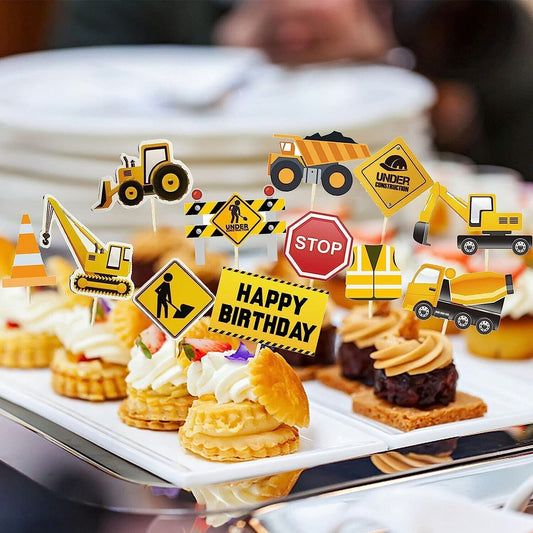 Construction Trucks Cupcake Toppers 12 Pack