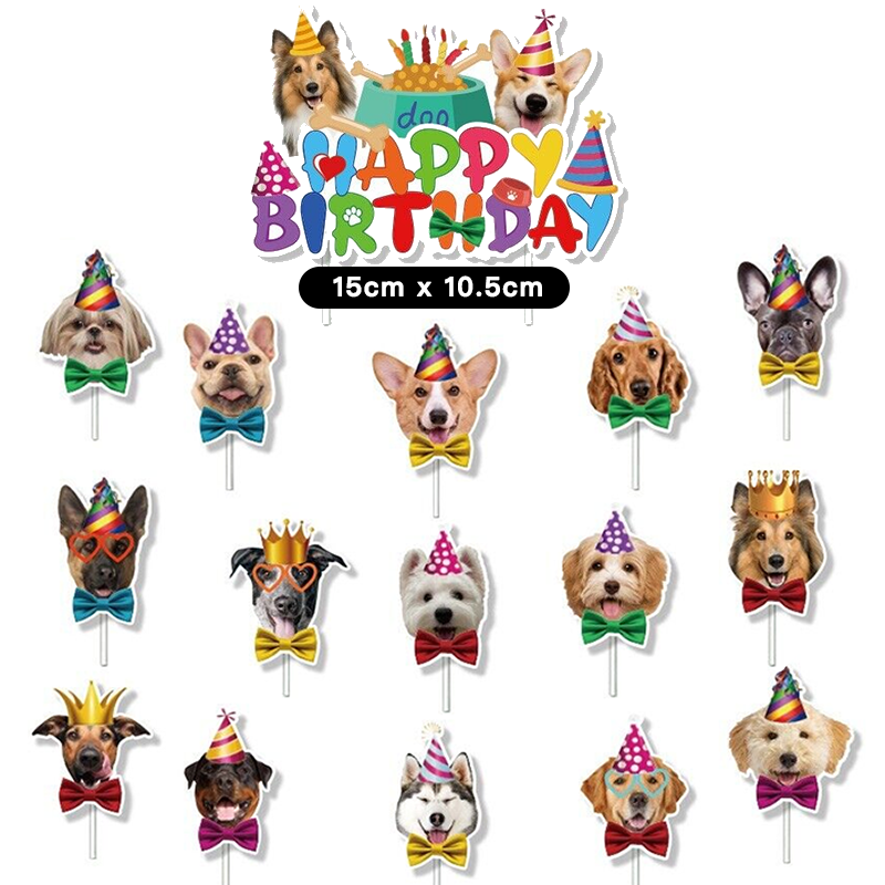 Cute Puppy Dogs Birthday Cake Cupcake Toppers 16 Pack