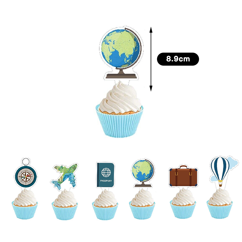 Around the World | The Adventure Begins Cupcake Toppers 12 Pack