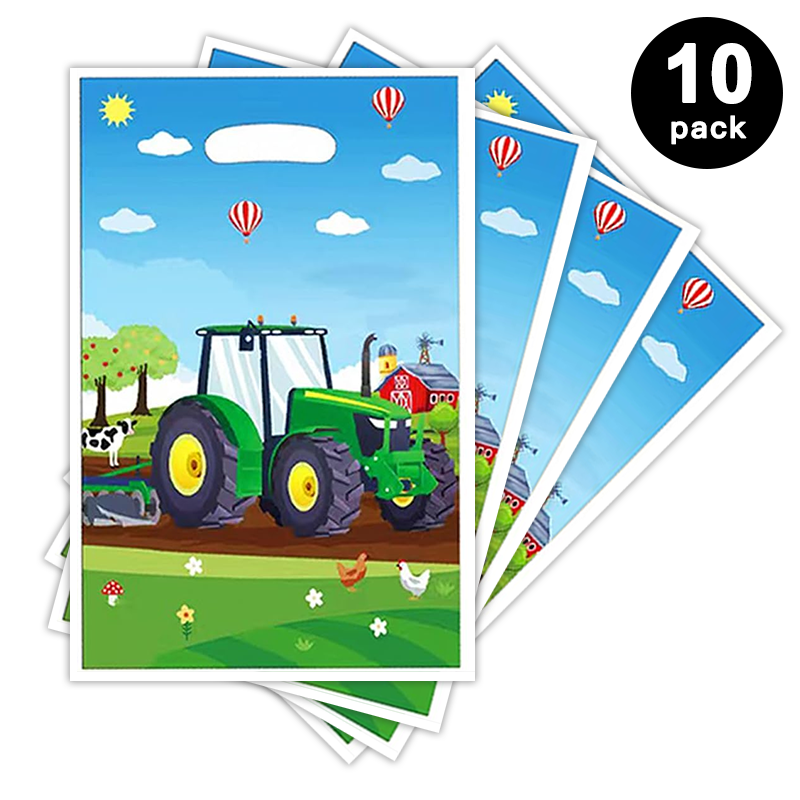 Tractor Farm Story Gift Loot Bags Plastic 10 Pack