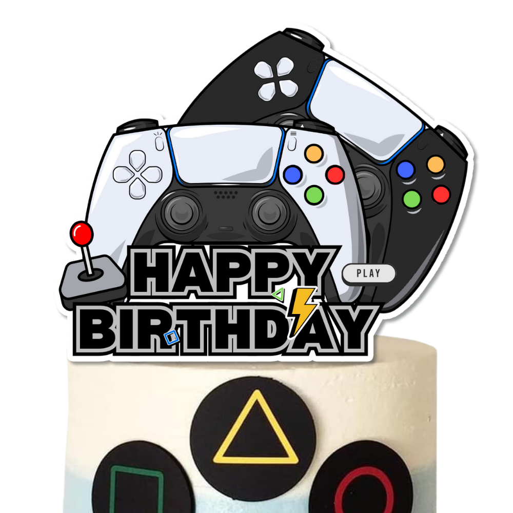 Video Games Controller Theme Birthday Cake Topper
