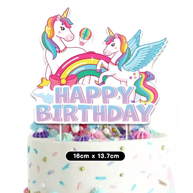 Unicorn Rainbow Theme Birthday Cake Topper