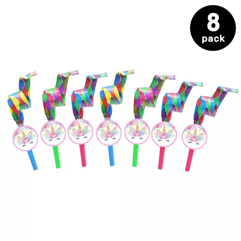 Unicorn Theme Blowouts Party Favors 8 Pack