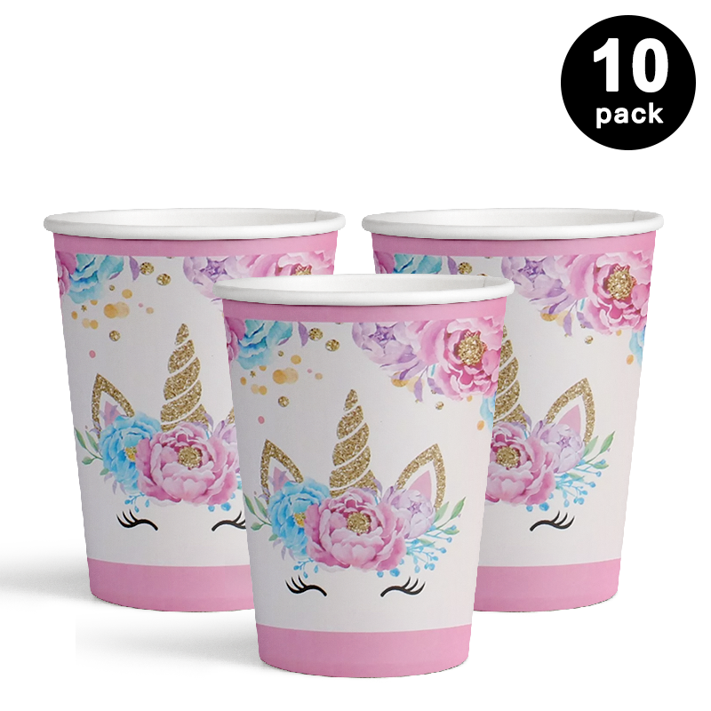 Unicorn Theme 250ml Paper Cups 10 Pack