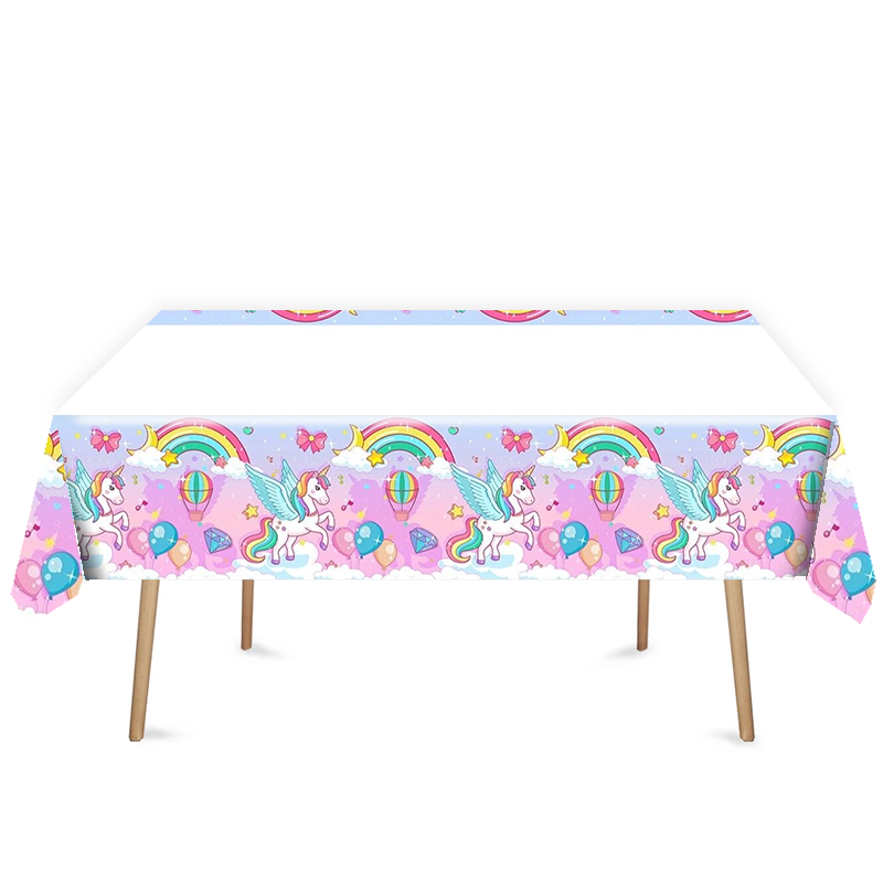 Rainbow Unicorn Tablecloth Plastic 180cm x 108cm