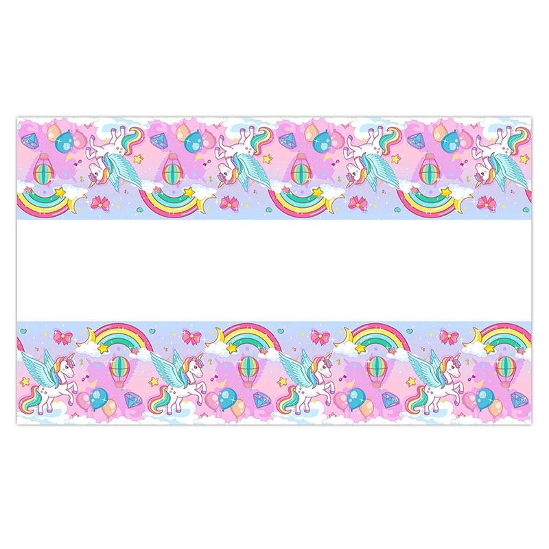 Rainbow Unicorn Table Cover Plastic 180cm x 108cm