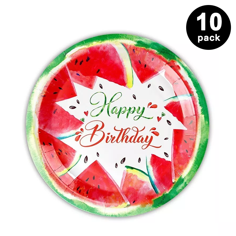 Watermelon Theme 7 inch 17cm Paper Plates Round 10 Pack