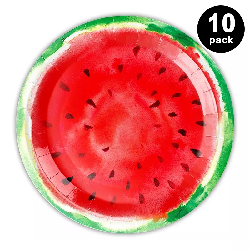 Watermelon Theme 9 inch 23cm Paper Plates Round 10 Pack