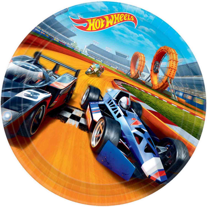 Hot Wheels Wild Racer 23cm 9 Inch Round Plates 8 Pack