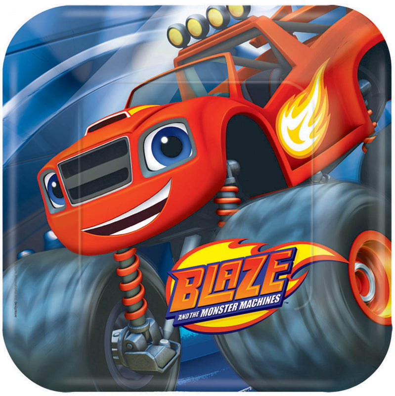 Blaze & The Monster Machines 23cm Square Plates 8 Pack
