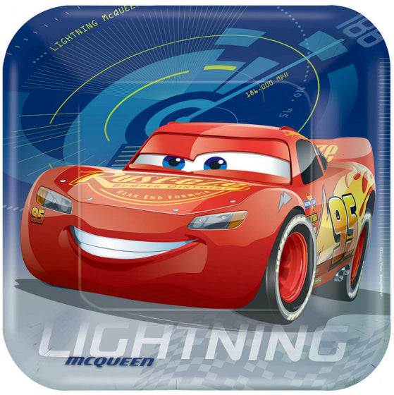 Disney Cars 3 23cm 9inch Square Plates 8 Pack