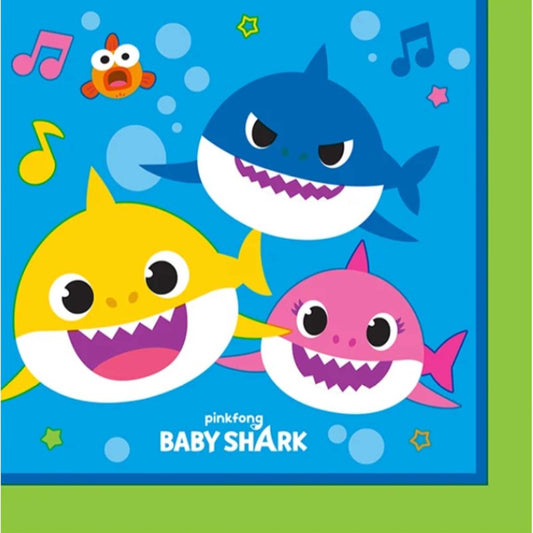 Baby Shark Beverage Napkins 16 Pack