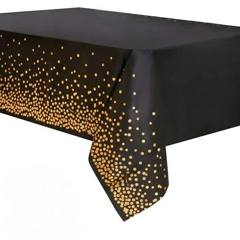 Gold Dot Black Tablecloth 220cm x 130cm