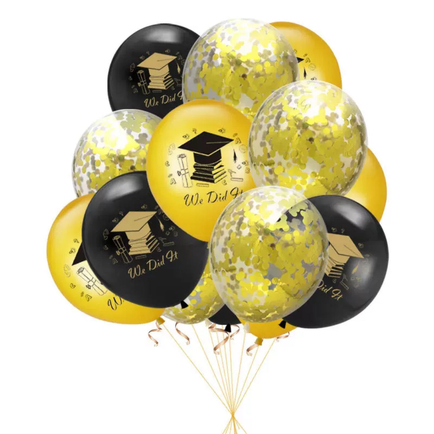 Graduation Theme Assorted Latex Balloons 15 Pack