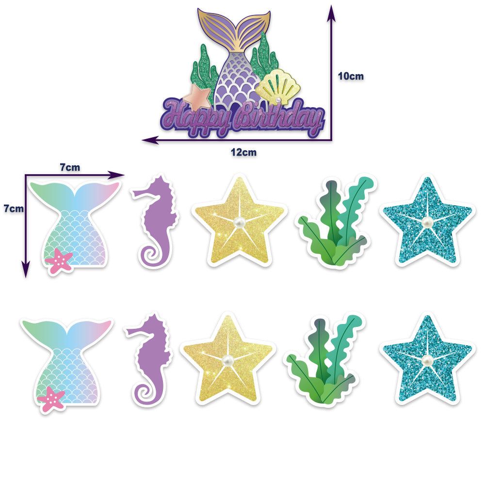 Mermaid Tail Cake & Cupcake Toppers 11 Pack