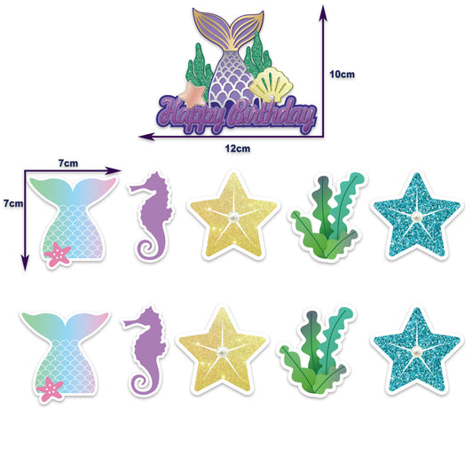Mermaid Tail Cake & Cupcake Toppers 11 Pack