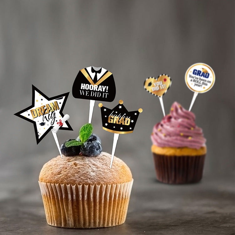 Graduation Cupcake Toppers & Wrappers 12 Pack