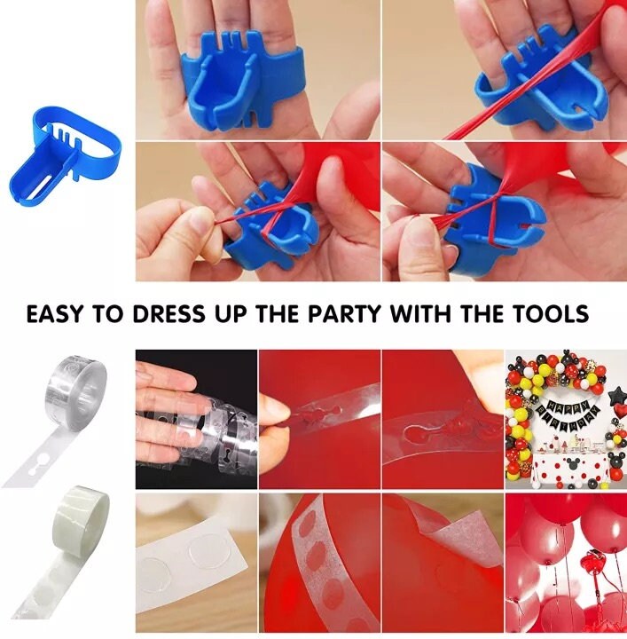 111pcs Mickey Mouse Theme Party Decorating Set | Birthday Banner | Red Black Yellow Balloon Garland Arch Kit for Kids Birthday Party Decor