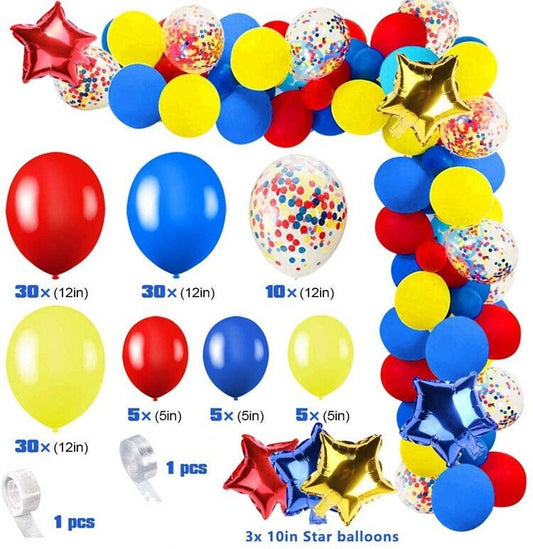 120PCS Carnival Circus Balloon Garland Arch Kit Party Supplies Red Yellow Blue Confetti Balloons Birthday Party Baby Shower Decorations