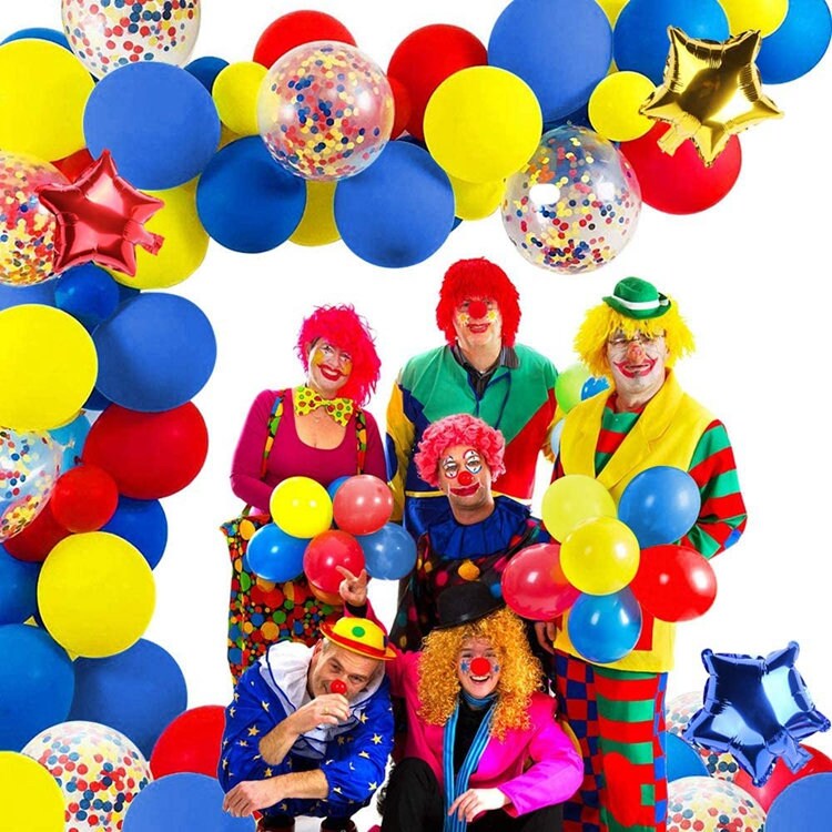 120PCS Carnival Circus Balloon Garland Arch Kit Party Supplies Red Yellow Blue Confetti Balloons Birthday Party Baby Shower Decorations
