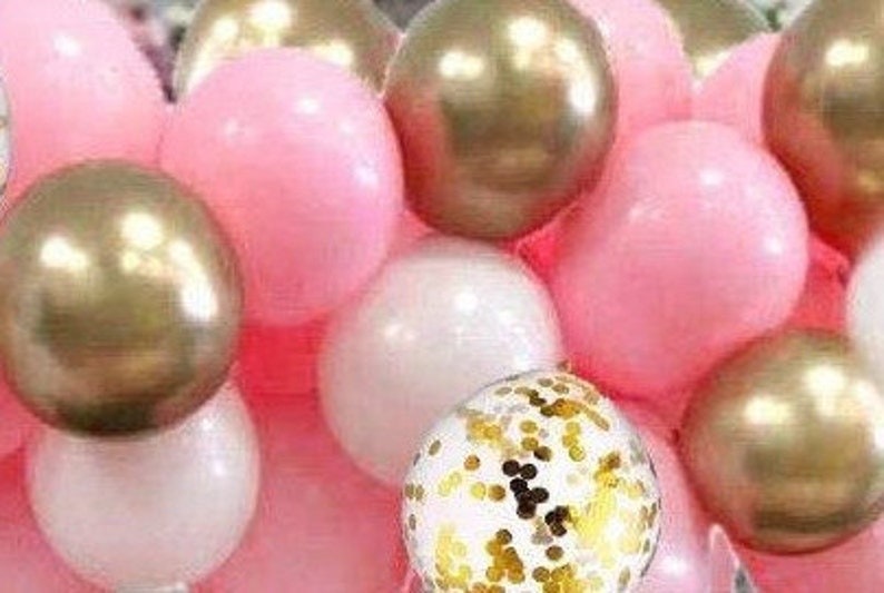 123PCS Balloon Garland Arch Kit Pink White Gold Metallic Confetti Balloons Party Supplies Baby Shower Birthday Wedding Party Decoration