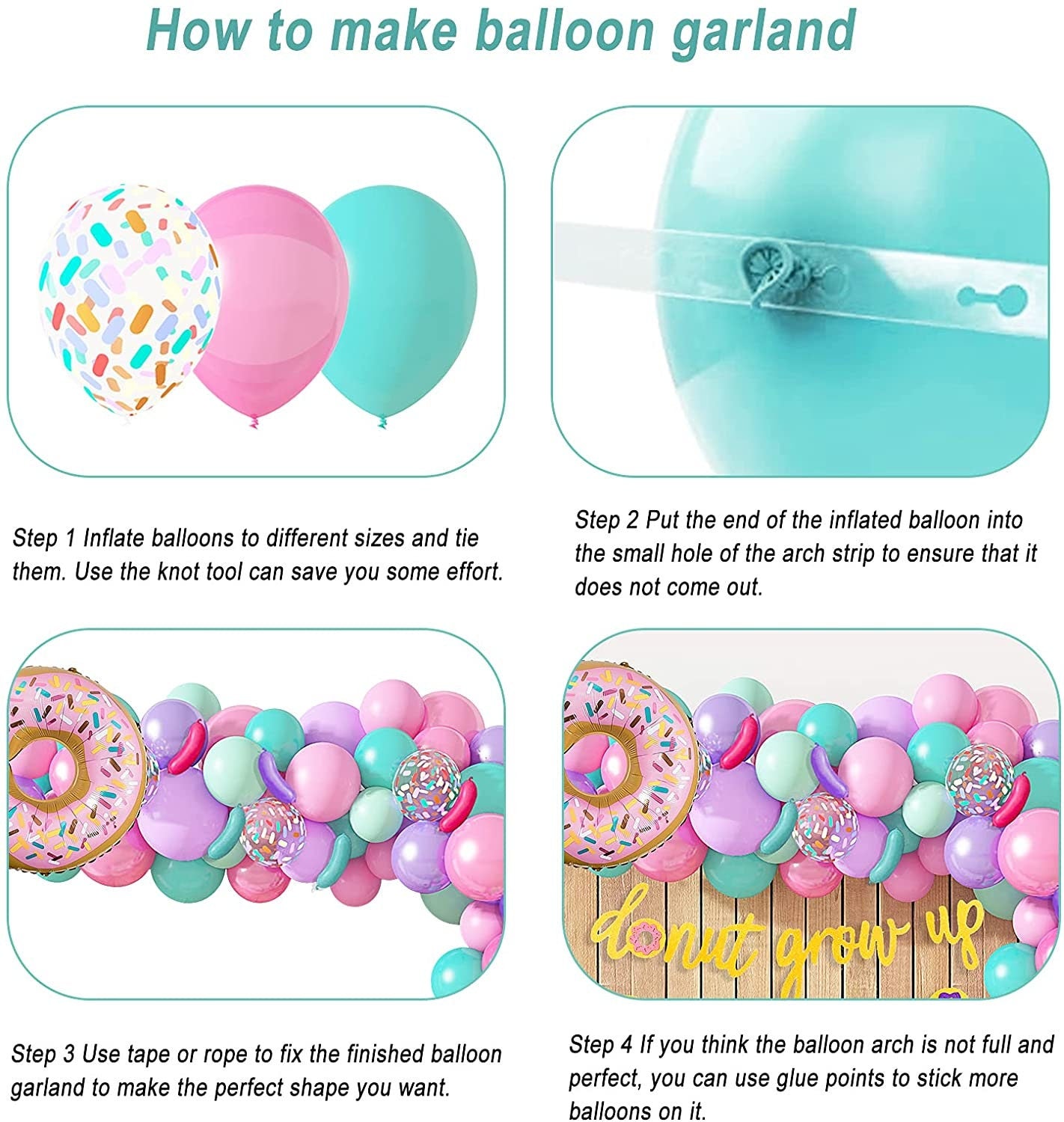 81Pcs Donut Balloon Garland Arch | Party Banner Donut Sausage Foil Balloons for Baby Shower Birthday Summer Party Decoration