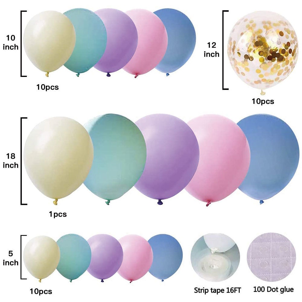 117Pcs Pastel Balloons garland Arch Kit Rainbow Unicorn Balloons Assorted Colour Macaron Balloons Baby Shower Wedding Birthday Party Decor