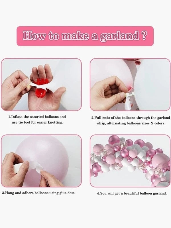 95Pcs Pink White Balloon Garland Arch Kit Party Supplies Confetti Balloons Baby Shower Engagement Wedding Anniversary Party Decorations