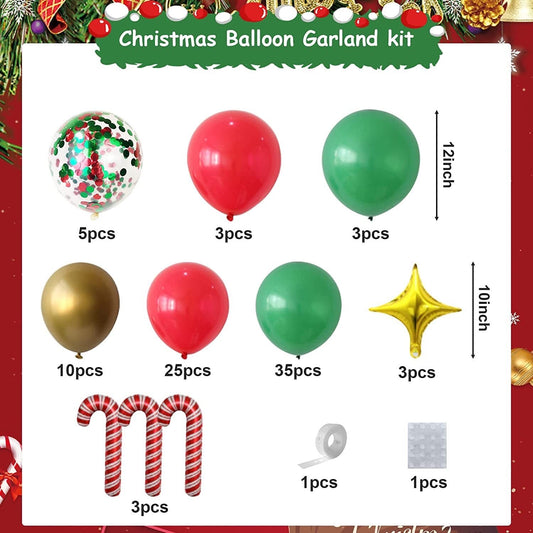 89Pcs Christmas Balloon Garland Arch Kit Party Supplies Gold Metallic Balloons Lollipop Star Confetti Balloons Xmas Party Decorations
