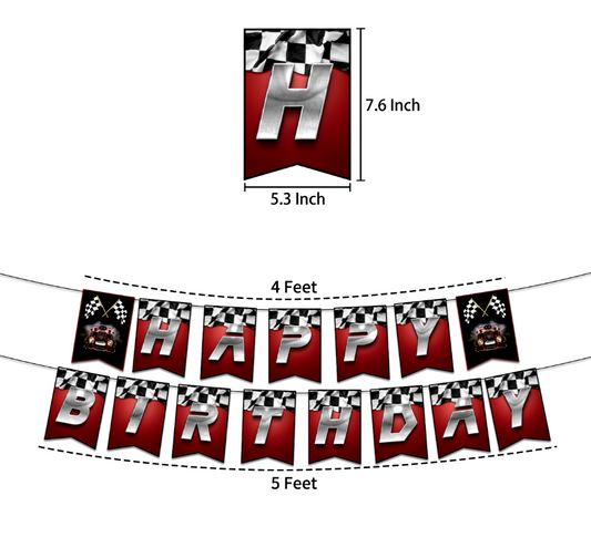 Racing Car Party Decorating Set Birthday Banner Balloons Cake Toppers