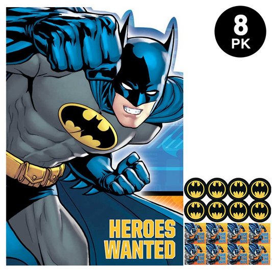 Batman Postcard Invitations 8pk with Envelopes Seals Mini Stickers