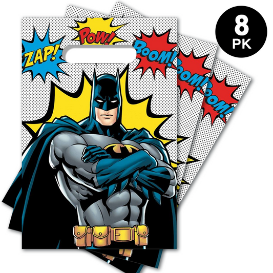 Batman Heroes Unite Theme Plastic Gift Loot Bags 8PK