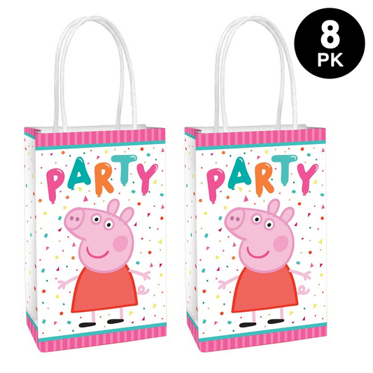 Peppa Pig Theme Paper Kraft Gift Bags with Handle 8PK