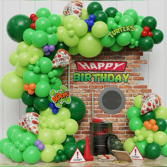 Green Colour Balloon Garland Kit | Suitable for Ninja Turtles Theme Birthday Party Decorations