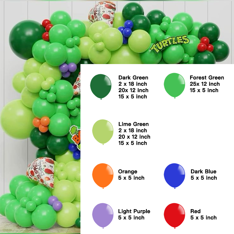 Green Colour Balloon Garland Kit | Suitable for Ninja Turtles Theme Birthday Party Decorations