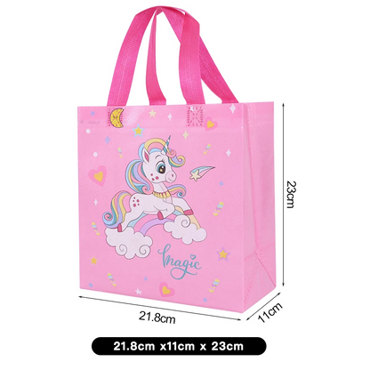 Unicorn Theme Fabric Reusable Party Gift Bags with Handle 12PK