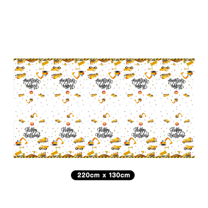 Construction Trucks Table Cover Tablecloth Plastic 220cm x 130cm