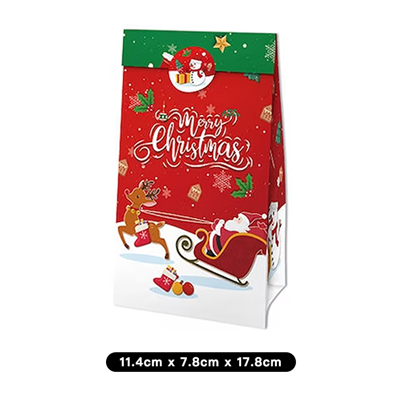 Merry Christmas Paper Gift Bags with Stickers 12PK | Xmas Party Gift Bags